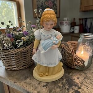 Avon Vintage 1981 A Mother's Love Girl Holding Baby Doll Porcelain Figurine